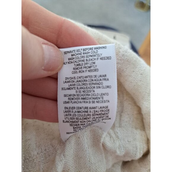 Maison Tara Beige Wide Leg Linen Bld Jumpsuit Belt Size 8 Sleeveless Striped - Picture 12 of 12